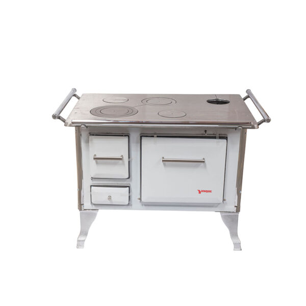 COCINA A LEÑA 4 PLATOS ENLOZADA BLANCO YUNQUE TRADICIONAL 90X60