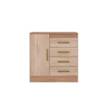 Comoda Montevideo 1 puerta 4 Cajones 92 x 91 x 41 Cm Nogal/Vainilla