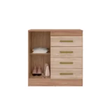Comoda Montevideo 1 puerta 4 Cajones 92 x 91 x 41 Cm Nogal/Vainilla - Imagen 2