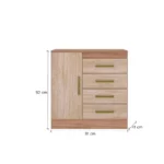 Comoda Montevideo 1 puerta 4 Cajones 92 x 91 x 41 Cm Nogal/Vainilla - Imagen 3