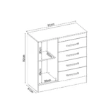 Comoda Montevideo 1 puerta 4 Cajones 92 x 91 x 41 Cm Nogal/Vainilla - Imagen 6