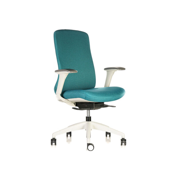 Silla de escritorio Allegra Tapiz Turquesa, Amarillo, Negro y Rojo